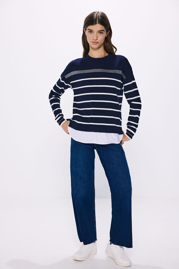 Springfield Cotton-combined "Love" sweater navy