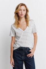 Springfield Cotton basic V-neck T-shirt brown