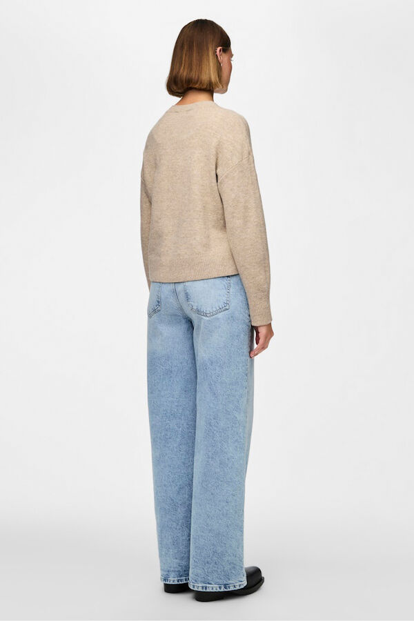 Pieces Basic jersey-knit sweater grey