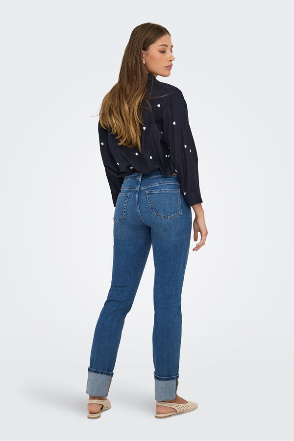 Only Jeans slim bajo vuelto azul