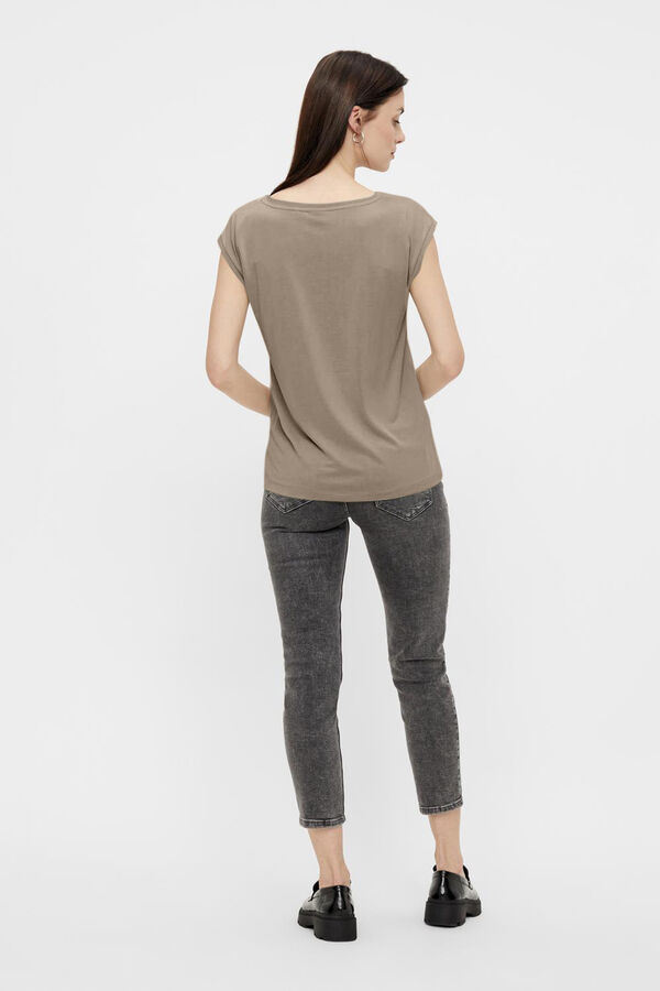 Pieces Camiseta b&aacute;sica manga corta beige