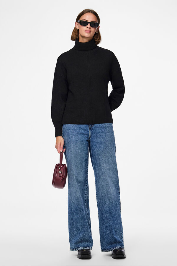 Pieces Basic turned-up sweater black