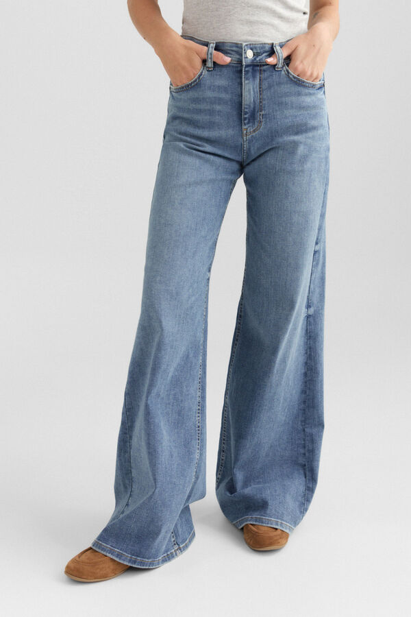Springfield Jeans super wide taille moyenne bleu