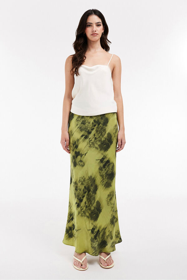 Topshop Saia longa estampada verde