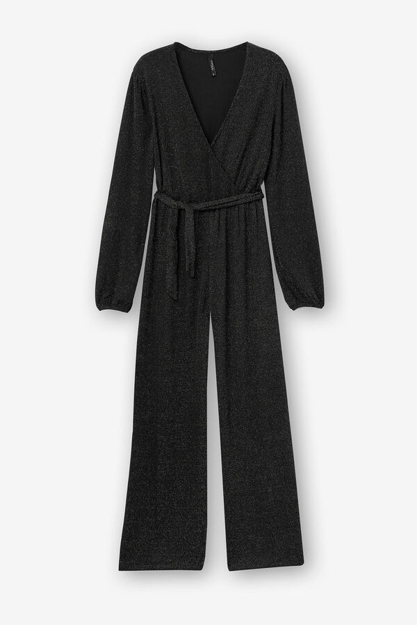 Springfield Sparkly wrap jumpsuit with a belt black