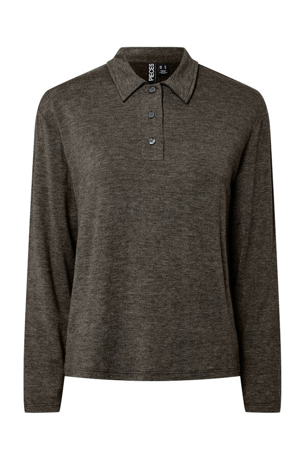 Pieces Polo de punto gris