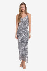 Noisy May Animal print midi dress with straps white