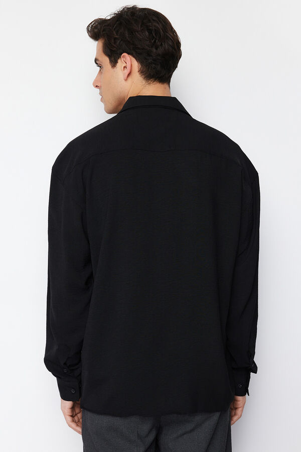 Trendyol Camisa flu&iacute;da manga larga negro