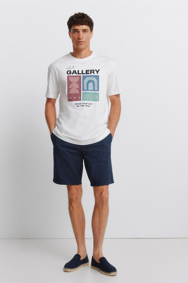 Springfield Bermudas em algod&atilde;o comfort fit azul