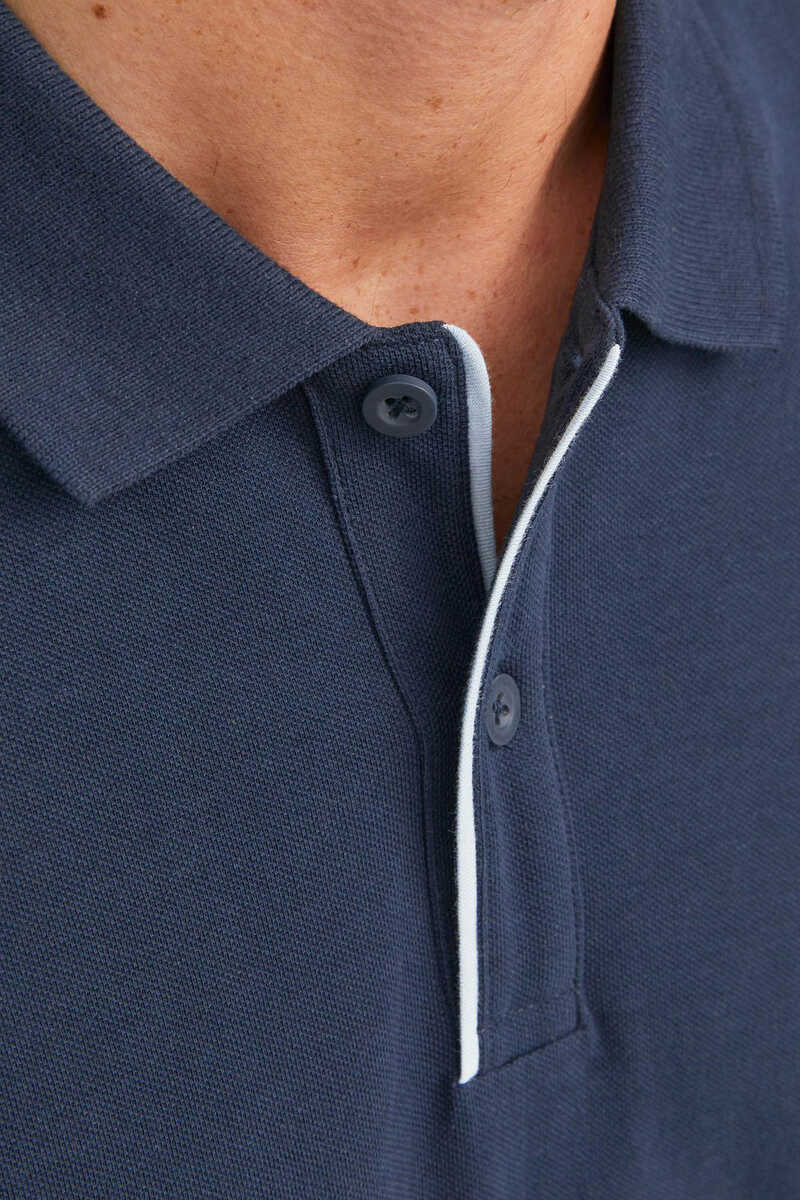 Springfield Long-sleeved polo shirt with embroidered front navy