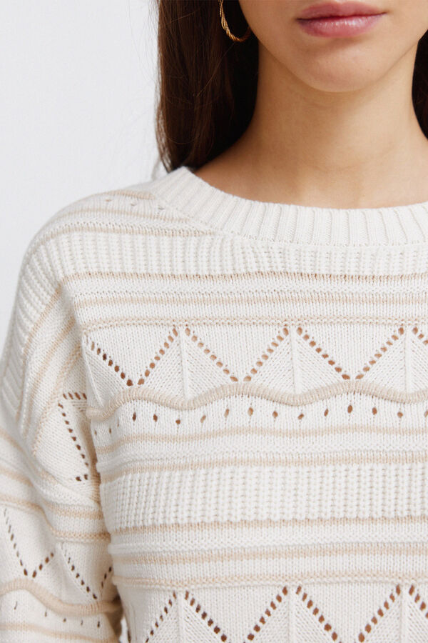 Springfield Pointelle jersey-knit jumper brown