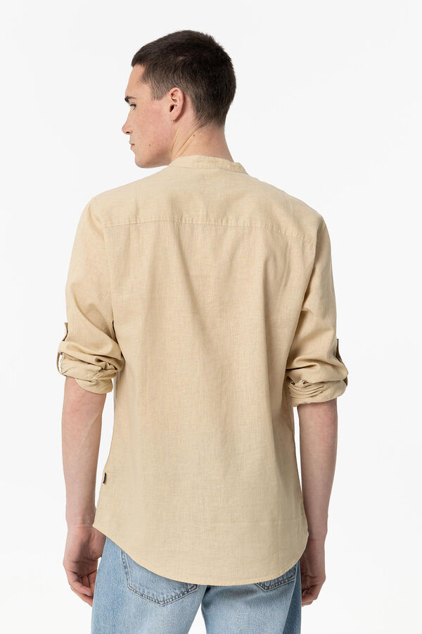 Springfield Regular Fit Linen Shirt camel