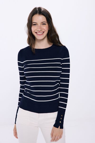 Springfield Lightweight buttoned cuff jumper navy