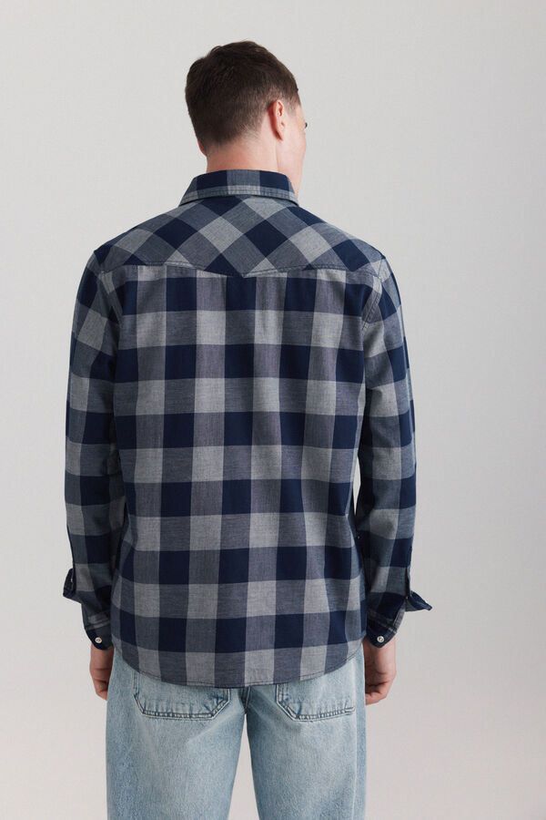Springfield Chemise &agrave; carreaux avec empi&egrave;cement et poches bleu