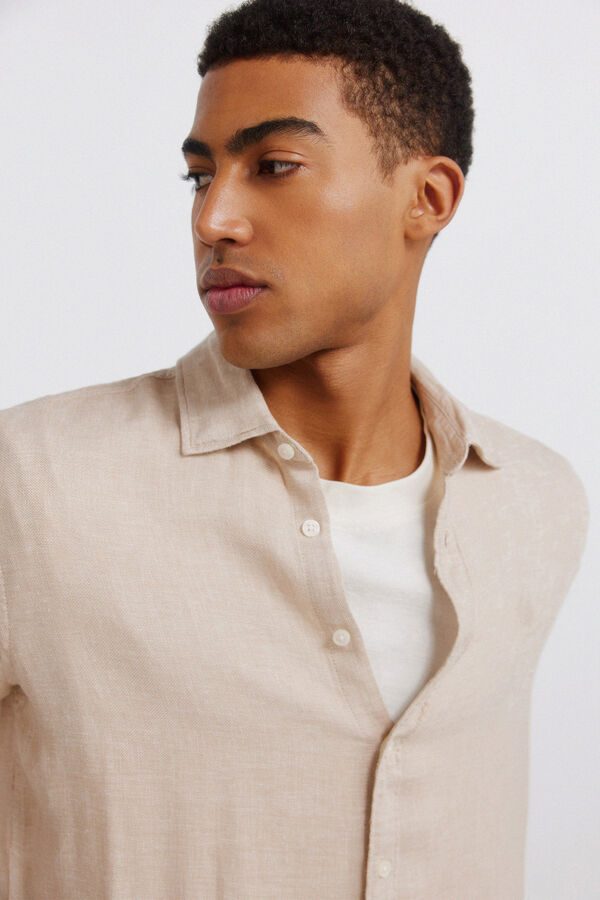 Springfield Linen viscose 3/4 sleeve shirt grey