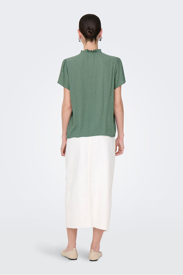 JDY Blusa manga corta plumeti verde