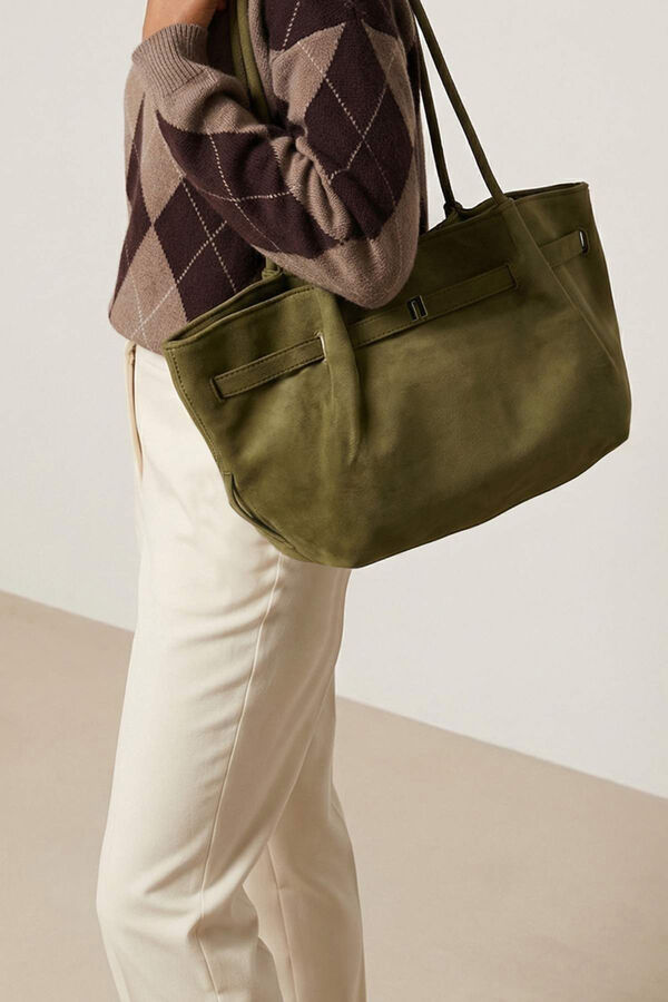 Trendyol Bolso shopper de ante verde