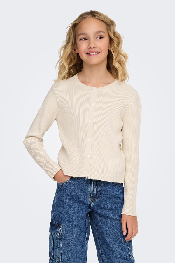 Only Girls Soft round neck cardigan gris