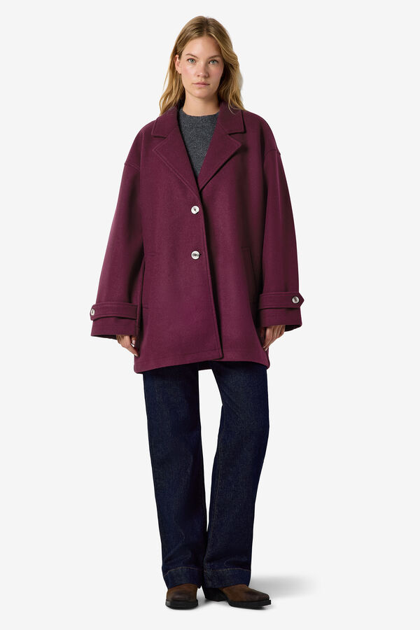 Noisy May Short coat with lapels printed