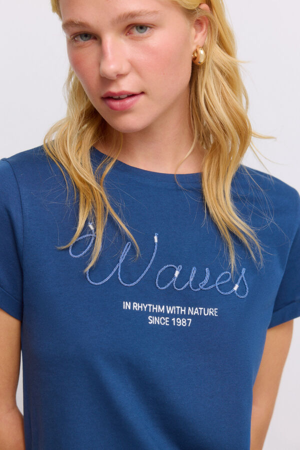 Springfield T-shirt de manga curta "waves" azul