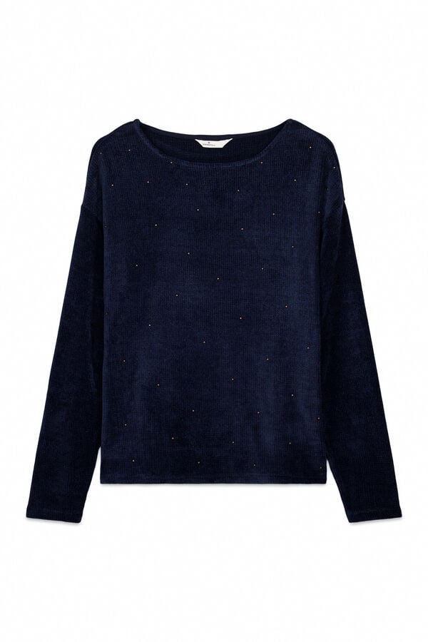 Springfield Chenille studded T-shirt blue
