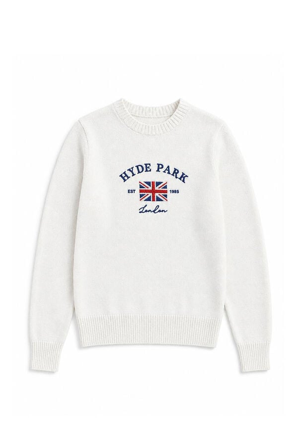 Springfield Round neck jumper with flag detail white