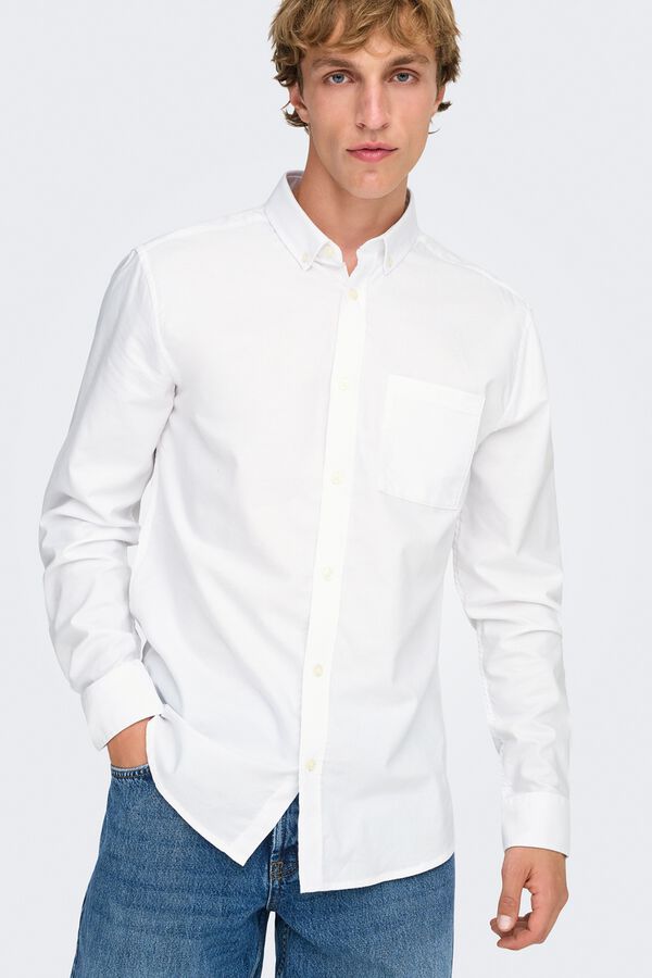 Only & Sons Oxford slim fit shirt white