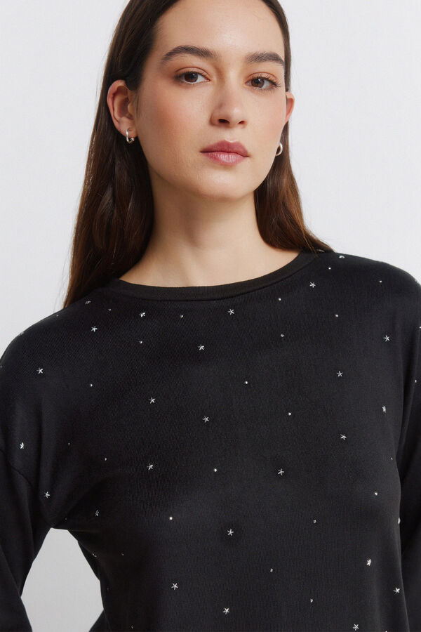 Springfield Front studded T-shirt black