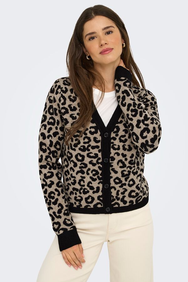 Only Animal print cardigan black