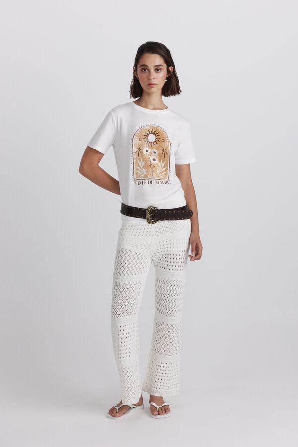 Springfield Camiseta dibujo algod&oacute;n blanco