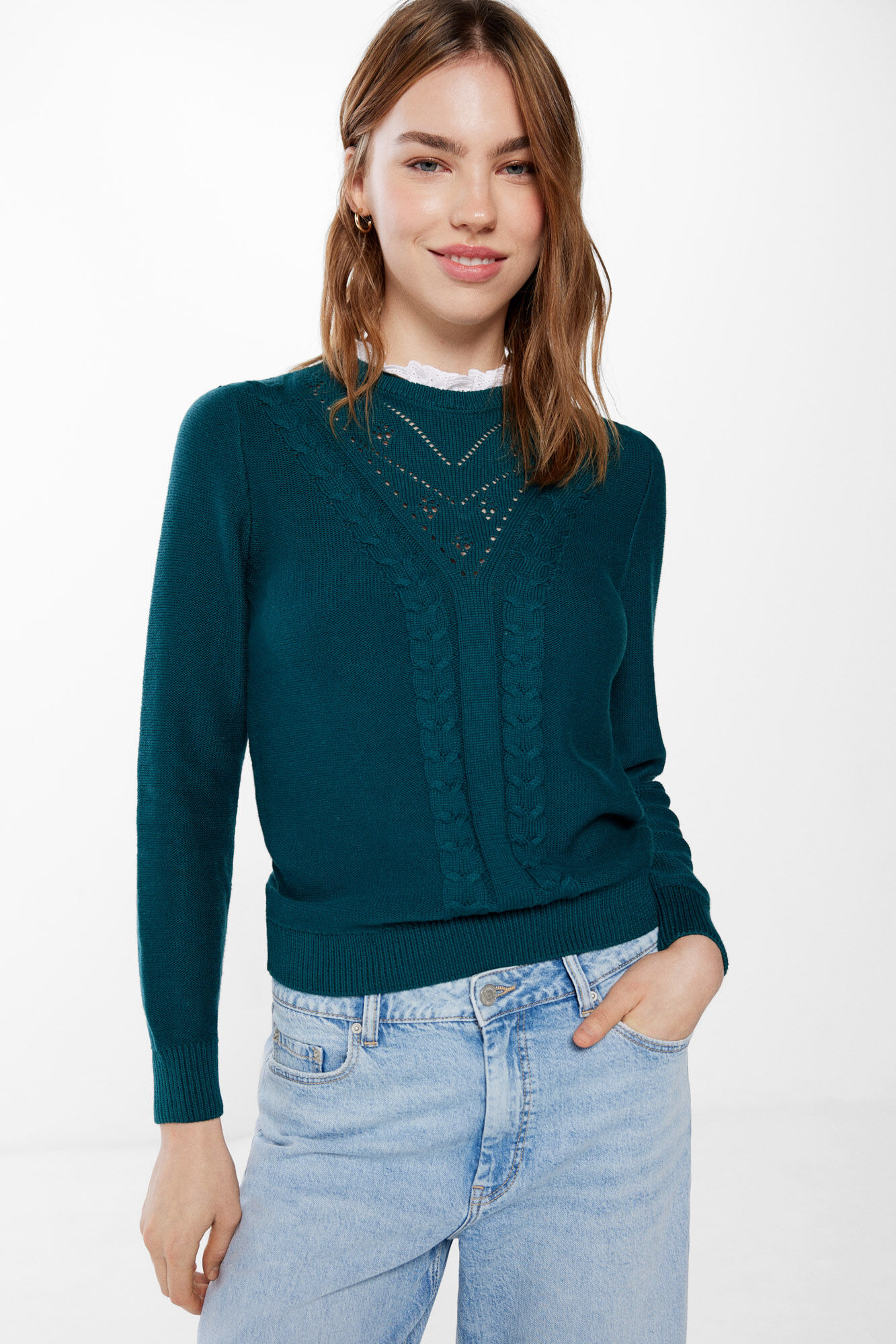 Pull col dentelle cheap femme