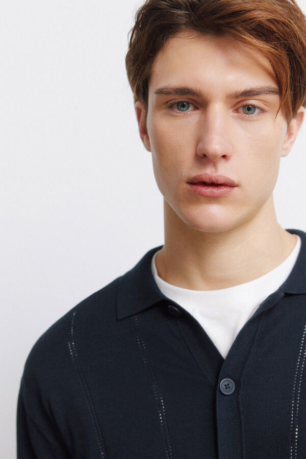 Springfield Polo neck button cardigan blue