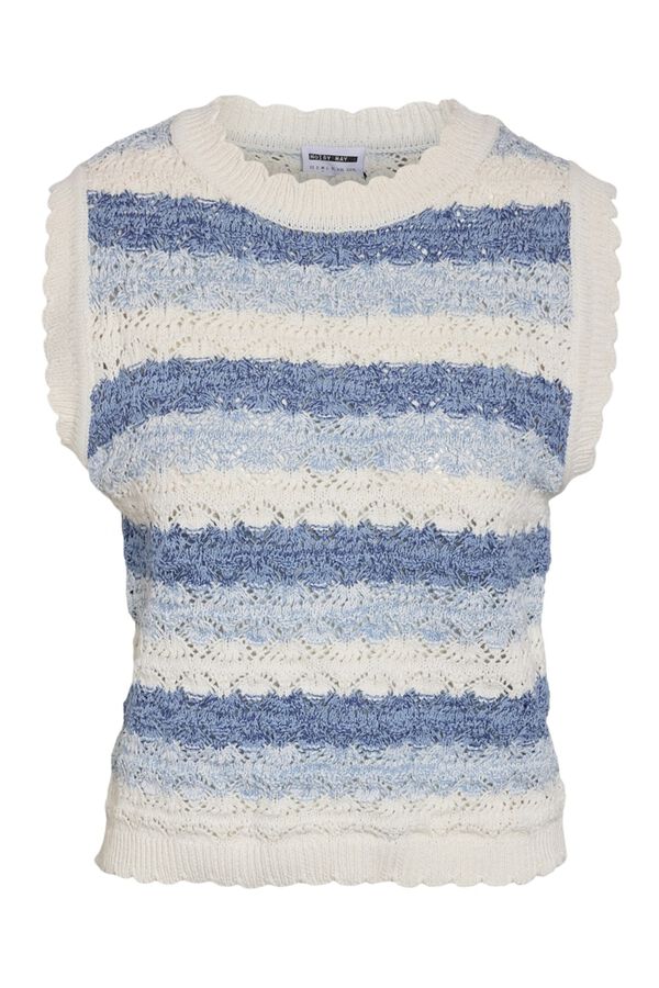 Noisy May Sleeveless pointelle knit top blue