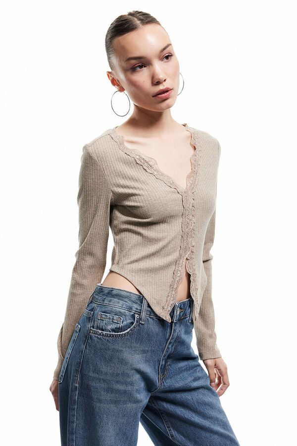 Koton Camiseta crop beige