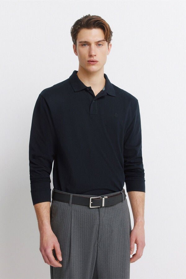 Springfield Basic long sleeve regular fit polo shirt SPRINGFIELD blue