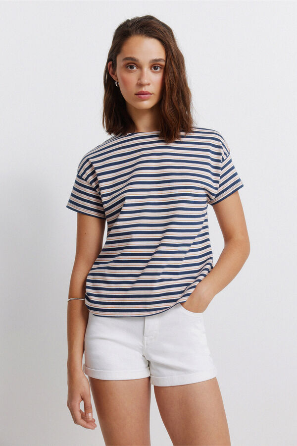 Springfield Striped double cotton T-shirt blue