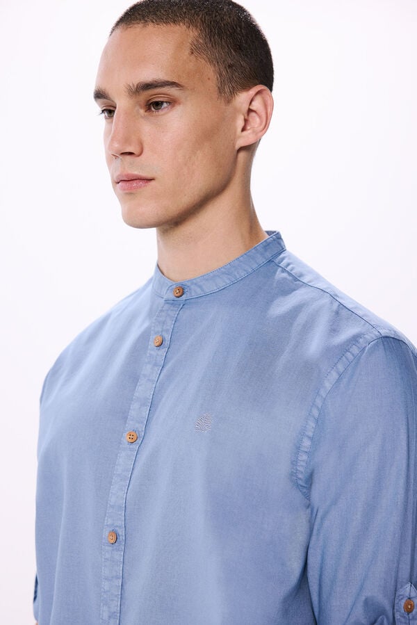 Springfield Mao poplin shirt steel blue