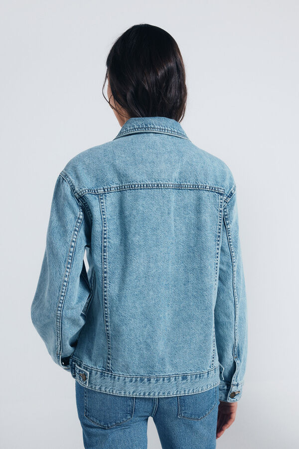 Springfield Oversized cotton denim jacket blue