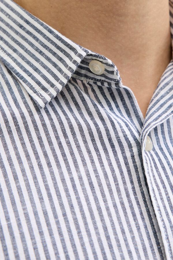 JJ REBEL Linen comfort fit shirt blue