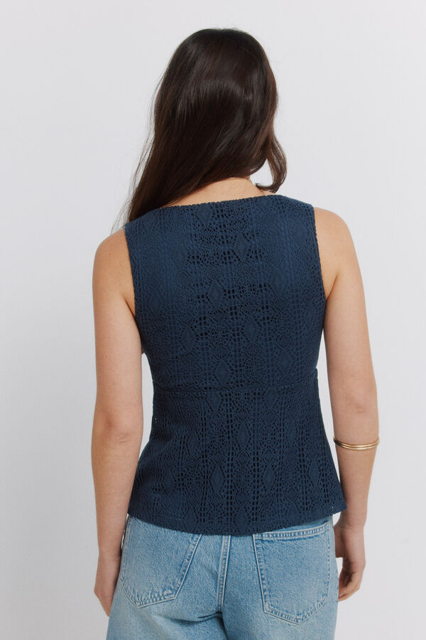 Springfield Embroidered bow vest top blue