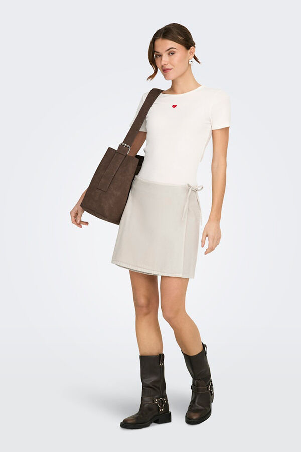 Only Falda corta cruzada beige