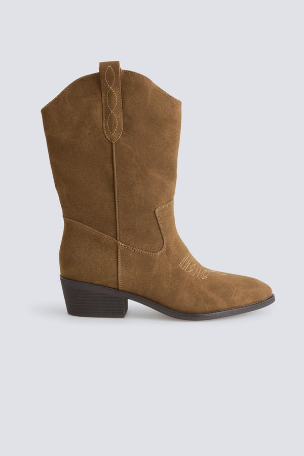 Springfield Faux suede high cowboy boots nude