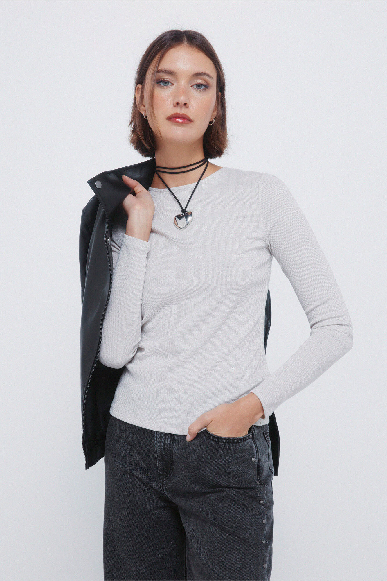 Springfield Lurex neckline neckline T-shirt