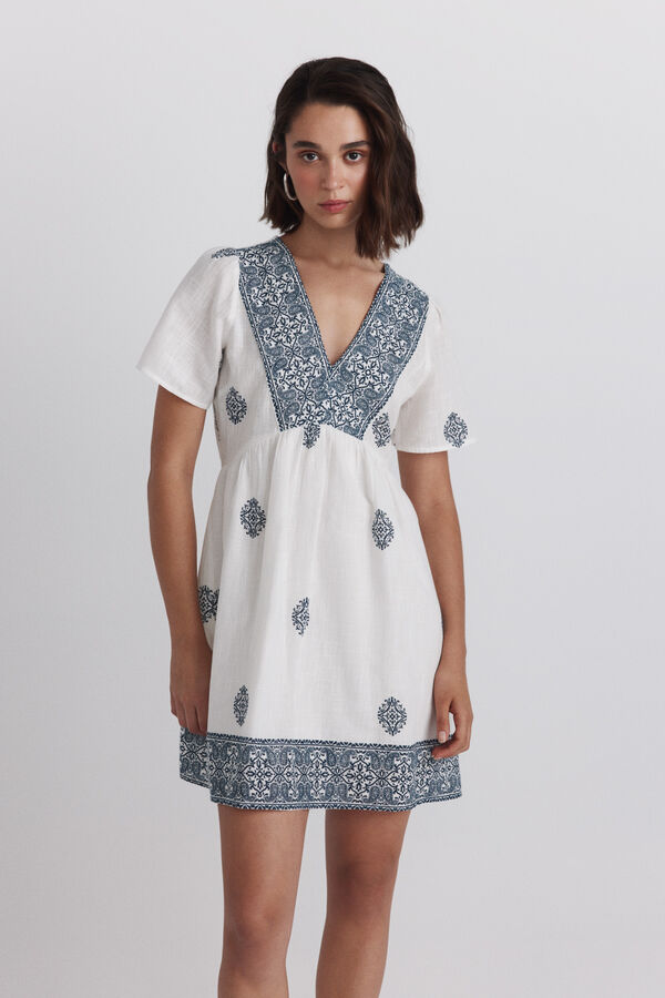Springfield Border print dress blue