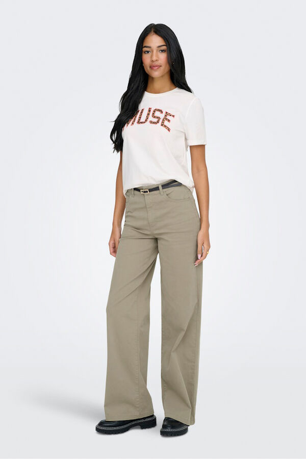 Only Weit geschnittene Hose mit G&uuml;rtel  mit Print