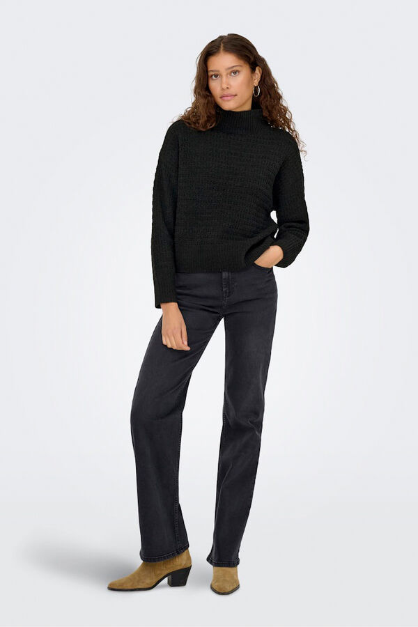 Only Rollkragen Pullover mit hohem Kragen Schwarz