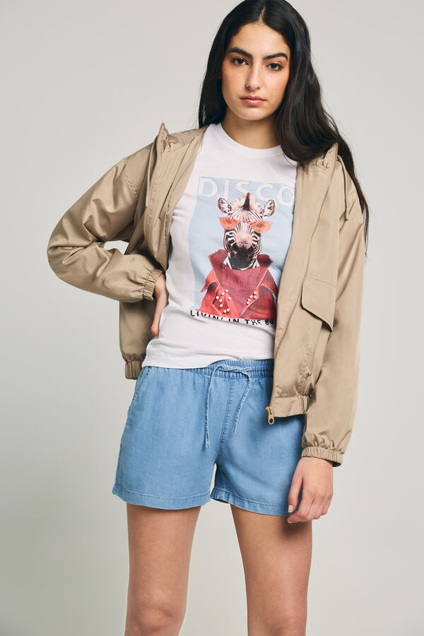Only Chaqueta con capucha beige