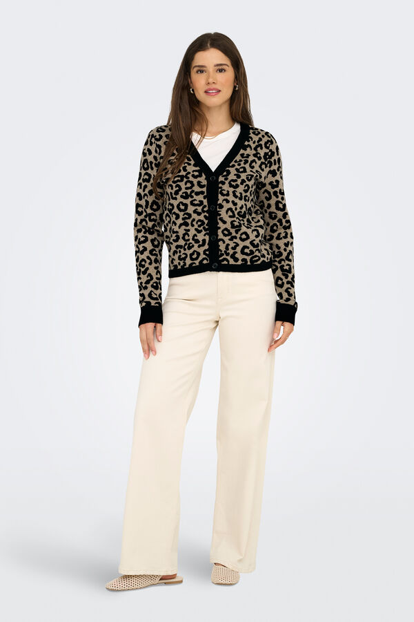 Only C&aacute;rdigan animal print negro