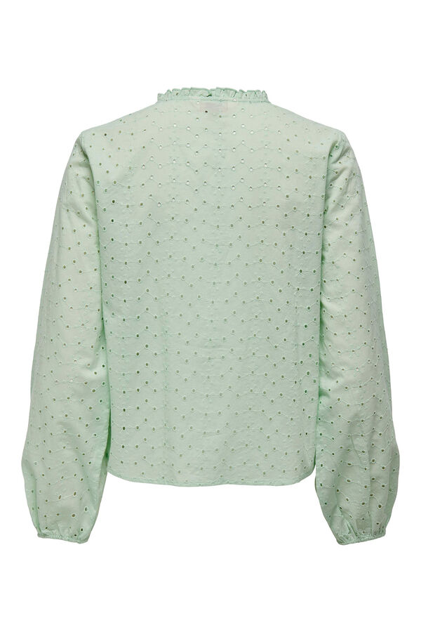 Springfield Broderie anglaise long-sleeved blouse zelena