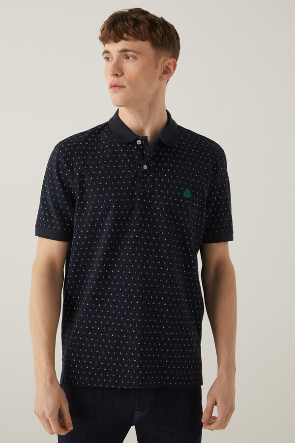 Springfield All-over print polo shirt navy mix